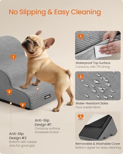 Feandrea 3-Step Dog Stairs, Waterproof, Anti-Slip, Gentle Slope - Image 5
