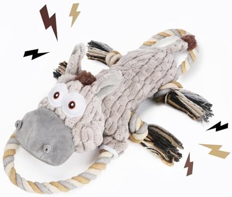 Drmstow Large Squeaky Dog Toys for Aggressive Chewers,Interactive Tug of War Puppy Toys with Pull Rope,Tough Plush Pet Dog Chew Toys for Small, Medium and Big Dogs by Drmstow