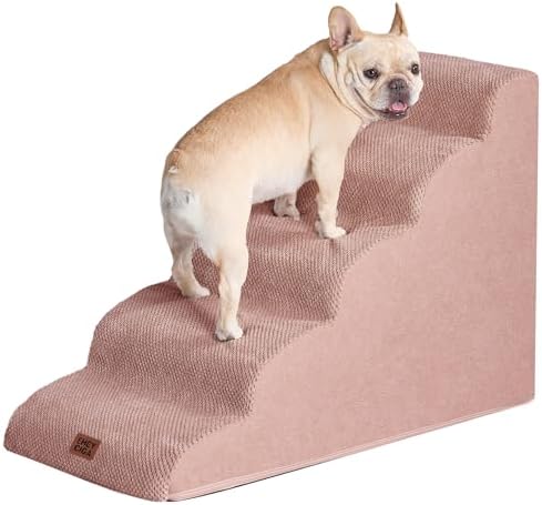 EHEYCIGA Curved Dog Stairs Ramp, 5-Step High Beds, 22.6" H Pet Step by EHEYCIGA