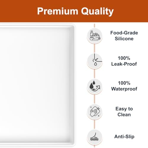 19" x 12" Extra Thick Silicone Mat Waterproof with Raised Edge, White - Image 2