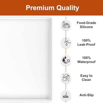 19" x 12" Extra Thick Silicone Mat Waterproof with Raised Edge, White - Image 2