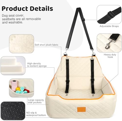 XIEEAOZEE Dog Car Seat for Large/Medium Pet Under 55Lbs or 2 Small Dogs - Image 4