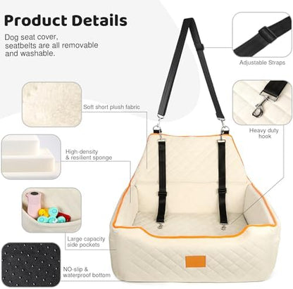 XIEEAOZEE Dog Car Seat for Large/Medium Pet Under 55Lbs or 2 Small Dogs - Image 4