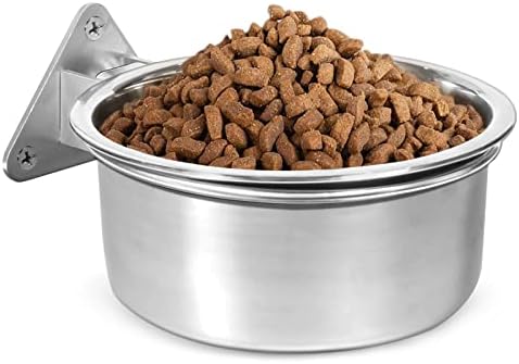 Raised Small Dog Bowls Wall Mount Pet Bowl, Collapsible Elevated Pet Bowl for Dog Cat Chicken Coop - 4 Cups / 1 Quart by Harhana