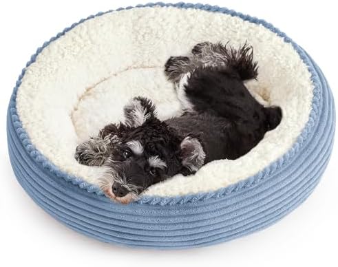 Love's cabin Round Donut Cat and Dog Cushion Bed, 24in Pet Bed for Small or Medium Dogs, Anti-Slip & Water-Resistant Bottom, Soft Durable Fabric Pet Beds, Washable Calming Cat Bed Sky Blue by Lovescabin