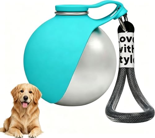 2 in 1 Portable Dog Water Bottle with Bowl,2026 New Foldable Pet Water Cup – 10oz Stainless Steel Travel Pet Water Dispenser, Lightweight & Perfect for Small Dogs, Walking, Hiking, and Travel (Blue) by Unknown