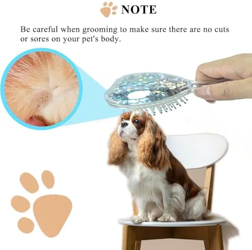 Small Soft Dog Grooming Brush Pet Massage Hair Brush-Glitter Blue - Image 6