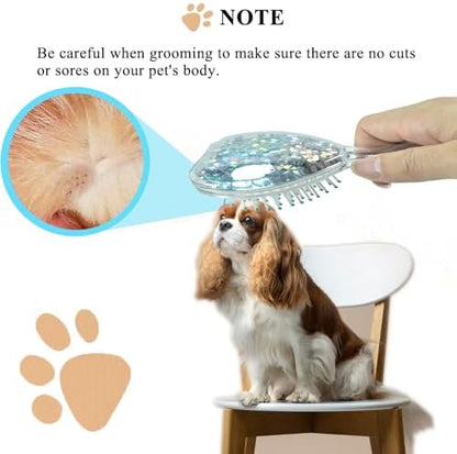Small Soft Dog Grooming Brush Pet Massage Hair Brush-Glitter Blue - Image 6