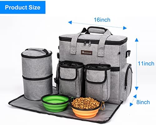 Dog Travel Bag, Airline Approved Pet Travel Bag with 2 Dog Treat Training Pouches for Weekend Pet Travel Supplies & Accessories, Light Grey - Image 2