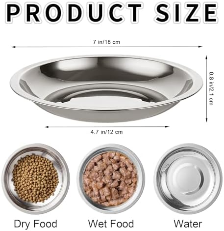 6PCS Stainless Steel Pet Food Bowls, 7" Shallow Metal Bowl for Cat Puppy - Image 2