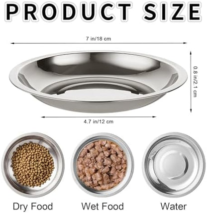 6PCS Stainless Steel Pet Food Bowls, 7" Shallow Metal Bowl for Cat Puppy - Image 2