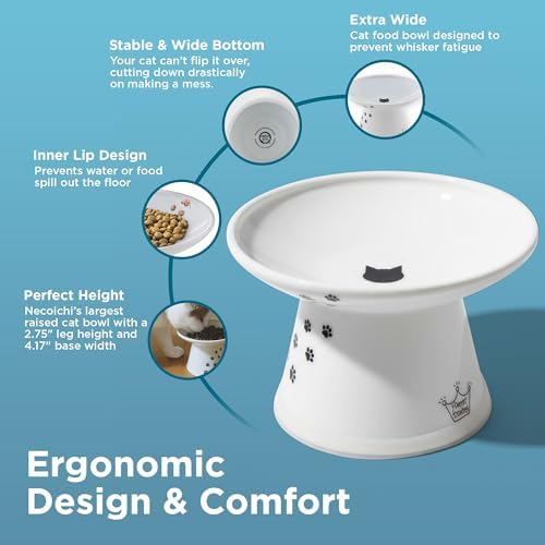Necoichi Ceramic Extra-Wide Elevated Cat Food Bowl (Cat, Extra Wide) - Image 4