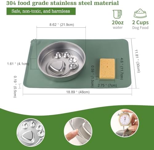 Stainless Steel Slow Feeder Dog Bowls – Non-Slip Metal Dog Bowl for Large & Medium Breeds, Puppy Puzzle Feeder – 2 Cup Capacity for Small to Big Pets – Durable Slow Feed Dog & Cat Food Dish with Mat - Image 2