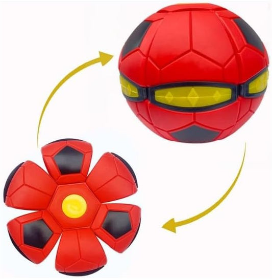 The Doggy Disc Ball for Medium Large Dogs, Portable Creative Flying Saucer Ball Stomp UFO Magic Balls, Decompression Pop Up Dog Toys Balls for Outdoor Sports Gifts (Football Red)