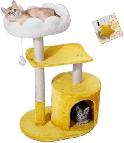 Happi N Pets 33" Cloud Cat Tree Tower, Cozy Bed & Large Condo for All Cats by HappiNPets
