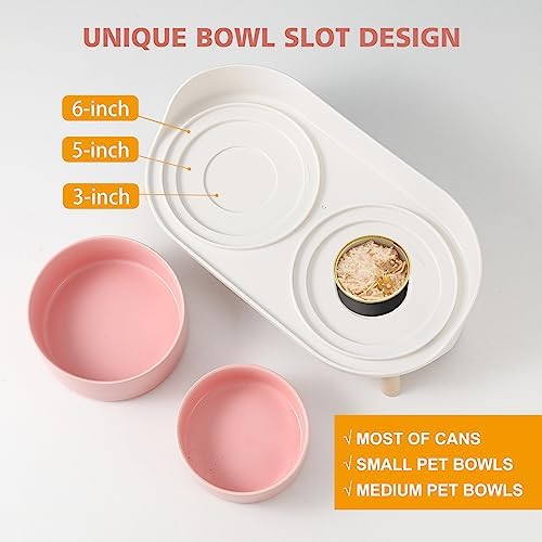 Raised Cat Food and Water Bowl Set - Elevated Ceramic Dishes with Non-Slip Stand and Splash Guard for Small Dogs - 2 x 320 ML (4.9 OZ) - Pink - Image 5