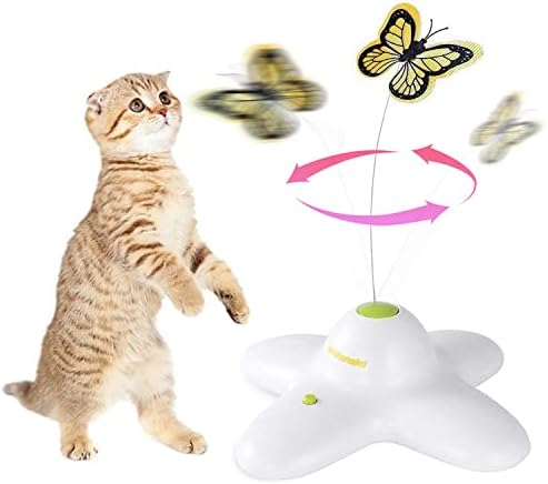 AFP Interactive Cat Toy, Butter-Fly Interactive for Indoor Cats, Flutter Bug Cat Toys, Flutter Rotating Kitten Toys with 2 Replacements by Home