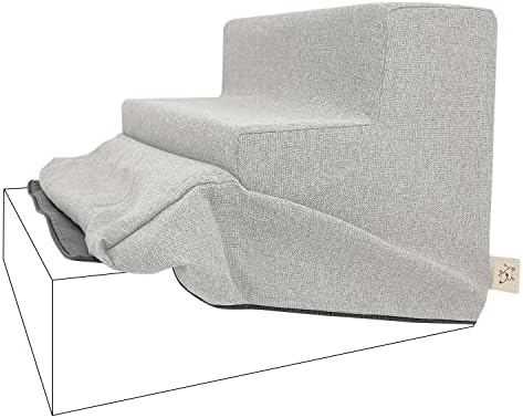 Best Pet Supplies Foam Pet Steps Cover for Small Dogs and Cats, Portable Ramp Stairs for Couch, Sofa, and High Bed Climbing (Cover Only) - Sand, 3-Step (H: 13.5") (Cover Only) by BestPetSuppliesLLC