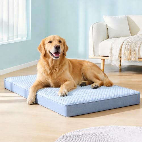 Cooling Dog Bed for Large Dogs, Orthopedic Memory Foam Pet Bed for Crate with Removable Washable Cover,Ideal for Arthritic Dogs (Cooling Fabric, X-Large-41"x 29" x 4") - Image 2
