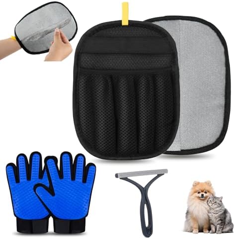 3 Pack Pet Hair Removal Tools for Dog & Cat Five-Finger Hair Remover Gloves by Unknown
