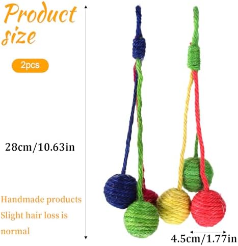 salbsever 2 Pcs Hanging Cat Toys Interactive Cat Toy Sisal Rope Ball Cats Scratching Rope Replacement Cats Cage Accessories for Indoors Fun - Image 2