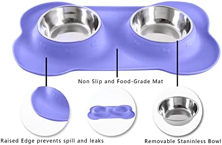 Hubulk Pet Dog Bowls 2 Stainless Steel Dog Bowl with No Spill Non-Skid Silicone Mat + Pet Food Scoop Water and Food Feeder Bowls for Feeding Small Medium Large Dogs Cats Puppies (Large, Purple) - Image 3