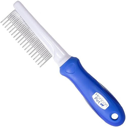Detangling Dog Comb with Long & Short Stainless Steel Metal Teeth - Dogs, Cats & Small Animals for Removing Matted Fur, Knots & Tangles by HoriconPet