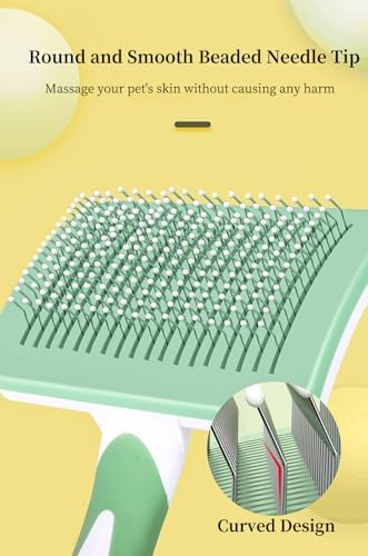 Self Cleaning Slicker Dog Brush for Small Long-Haired Breeds (Green) - Image 3