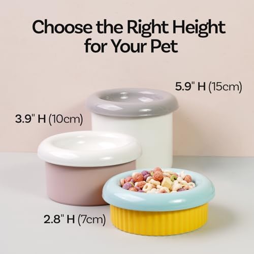 Donut Bowl Elevated Ceramic Cat Bowl with Stand, Raised Whisker-Friendly Bowl for Cats & Small Dogs, Patented Donut Design, Made in Korea (3.9" H -Gray) - Image 6