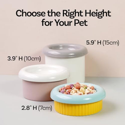 Donut Bowl Elevated Ceramic Cat Bowl with Stand, Raised Whisker-Friendly Bowl for Cats & Small Dogs, Patented Donut Design, Made in Korea (3.9" H -Gray) - Image 6