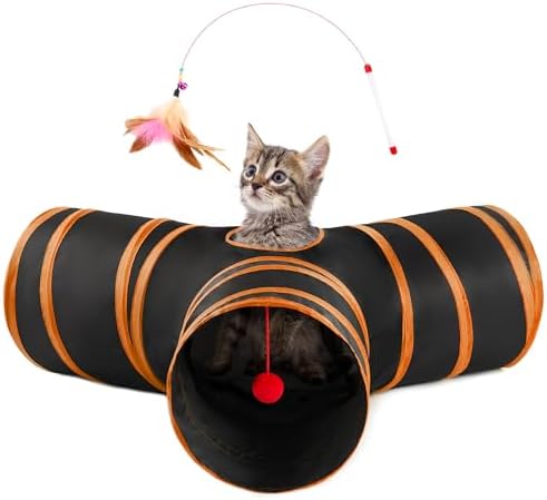 Love's cabin Cat Tunnel for Indoor Cats, 3-Way Collapsible Play Tunnel by Lovescabin