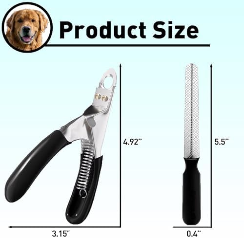 Dog Nail Clippers | Dog Nail Trimmer with Nail File and Safety Guard for Large Breed Dog | Injury-Free Grooming Tool for Pets (Black) - Image 4