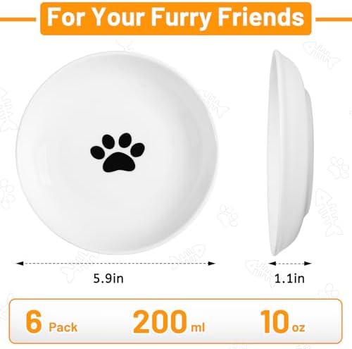 Ceramic Cat Bowls – Whisker Friendly, Anti-Vomiting Food Plates for Indoor Cats, Safe & Hygienic Cat Dishes, Stylish Ceramic Cat Food Bowls Set(6 Pack) - Image 4