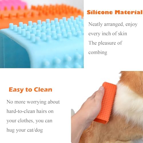 2 Pieces Pet Dog Cat Hair Remover, Block Roller Cleaner, Hollow Silicone Cleaner Brush for Sofa, Car Interiors, Furnishings, Carpets, Bedding or Any Fabric (Orange, Blue) - Image 3