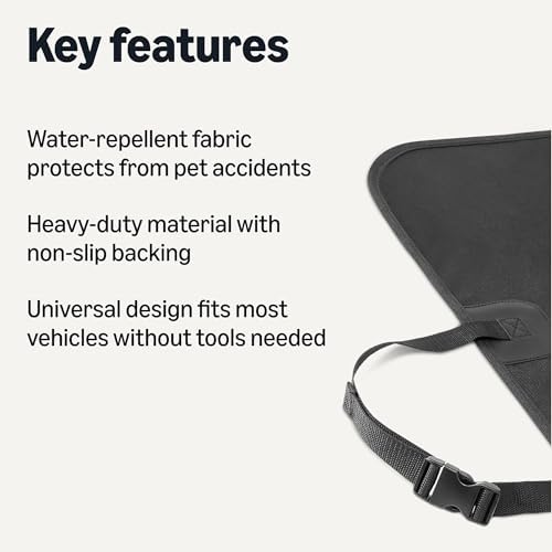 Amazon Basics Dog Car Seat Cover for Pets, 100% Water Repellent, 600D Heavy Duty, Black, Universal Fit with Non-Slip Backing - Image 2