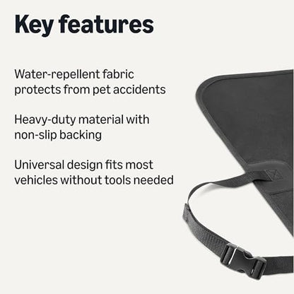 Amazon Basics Dog Car Seat Cover for Pets, 100% Water Repellent, 600D Heavy Duty, Black, Universal Fit with Non-Slip Backing - Image 2
