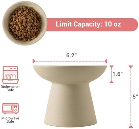 CEEFU 2-Pack Extra Wide Elevated Ceramic 6.2" Shallow Cat Food Bowls - Image 2