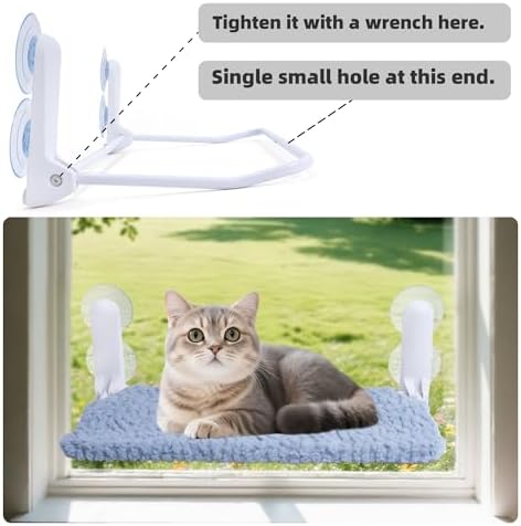 AIWIKIDE Cat Window Perch, Easy Install Bracket, Portable Wall Hammock for Indoor Cat, Light Blue - Image 3