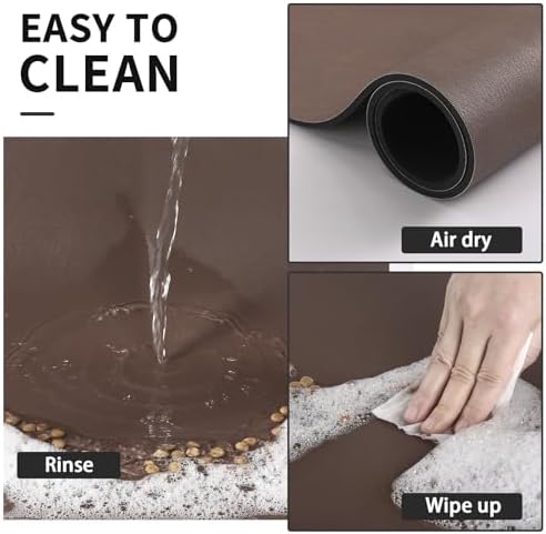 HotLive Dog Food Mat - Absorbent Cat Mat for Food and Water, No Stains Pet Feeding Bowl Mat, Easy to Clean Pet Placemats, Quick Dry Dog Water Dispenser Mat for Messy Drinkers | Brown 18"x34" - Image 3