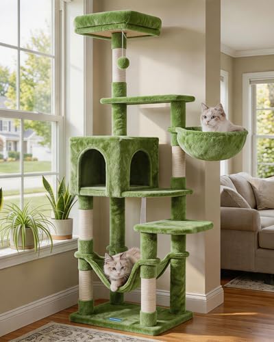 Hey-brother Cat Tree, Multi-Level Sisal Covered Scratching Posts, MPJ050GR by Hey-brother