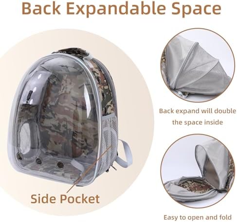 Expandable Cat Carrier Backpack with Bubble Window, Camo - Image 3