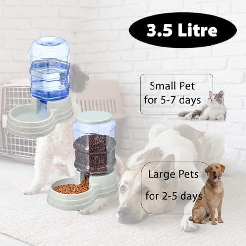 2 Pack 3.5L Automatic Gravity Pet Feeder and Water Dispenser Set, Large Capacity Automatic Dog Feeder and Dog Water Dispenser for Small Medium Dog Pets Puppy Kitten - Image 3