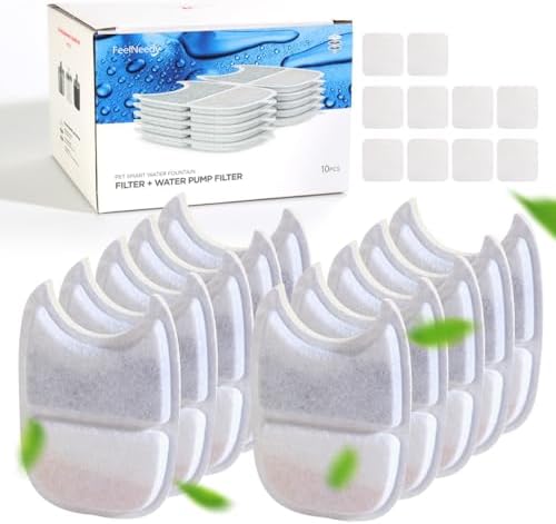 FEELNEEDY 10 Pack Pet Water Fountain Filter Replacement for 135 fl oz/4L Wilreless Cat Water Fountain (for YPD-C004S,YPD-C004P) by FEELNEEDY