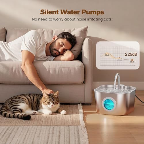 Stainless Steel Cat Water Fountain: 108oz/3.2L Pet Fountains for Drinking - Image 6