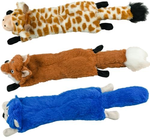 SHARLOVY Dog Squeaky Toys No Stuffing 3 Pack, Plush Crinkle Dog Toys for Large Breed, Durable Doggie Chew Cute Animals Puppy Toy for Teething by SHARLOVY
