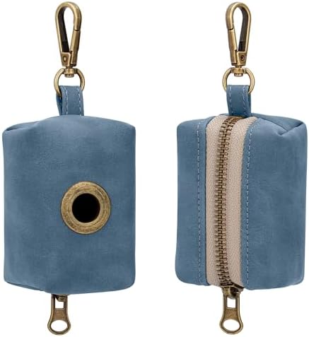 Didog Dog Poop Bag Holder for Leash, Stylish PU Leather, Blue - Image 2