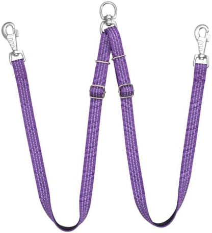 Double Dog Leash Coupler,No Tangle Dog Leashes Connector,Two Dogs Lead Splitter,Reflective Dual Lead Adjustable Length to Fit All Sized Breeds,Walking Training for 2 Dogs (Purple, Lite：Dogs 0-30 lbs) by HONGSAGE