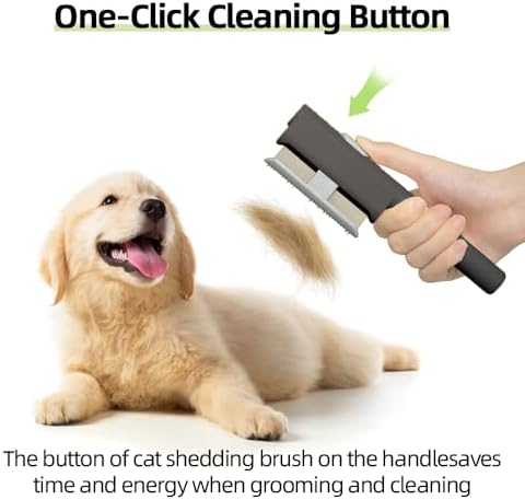 Marchul 2Pcs Pet Comb Flea Comb Set for Cats Dogs, Cat Grooming Brush with Release Button and Stainless Steel Round Teeth, Self-Cleaning Dog Combs for Removing Pet Hair, Knots & Loose Fur, Black - Image 5
