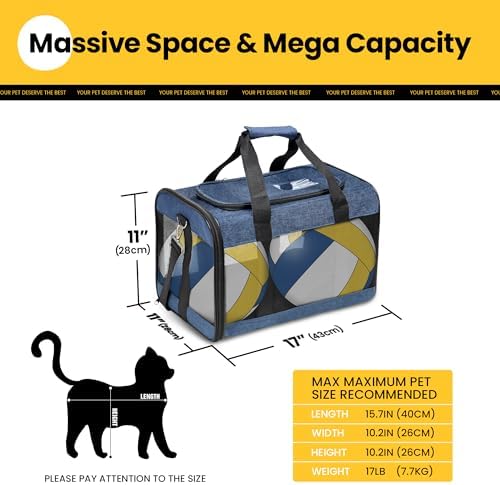 Conlun Cat Carrier Soft-Sided Pets Travel Carriers,Blue M - Image 2
