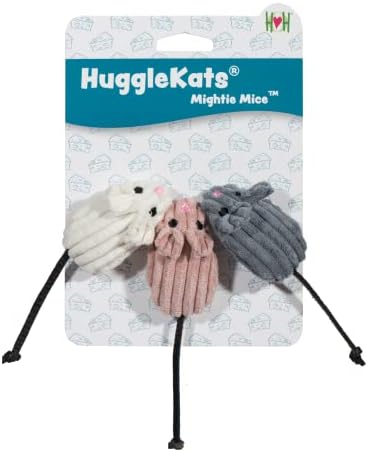 HuggleKats Cat Toys - Kitten Toys for Bored Indoor Cats, Perfect for Moving, Exercise, Biting & Chewing - Mightie Mice (3 Pack) by HuggleHounds